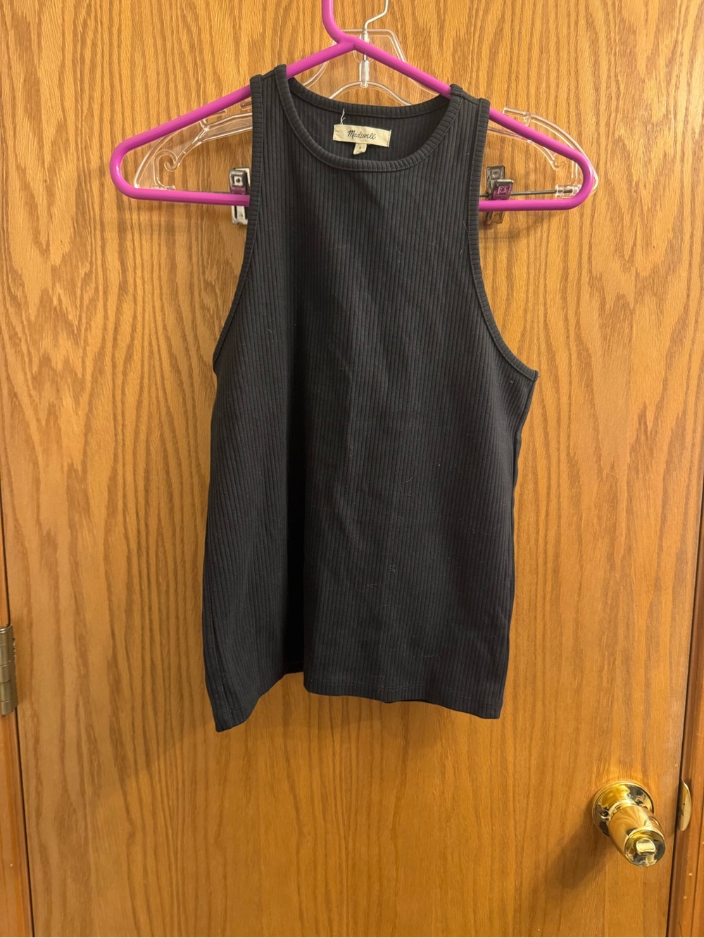 Madewell Black Ribbed High-Neck Tank